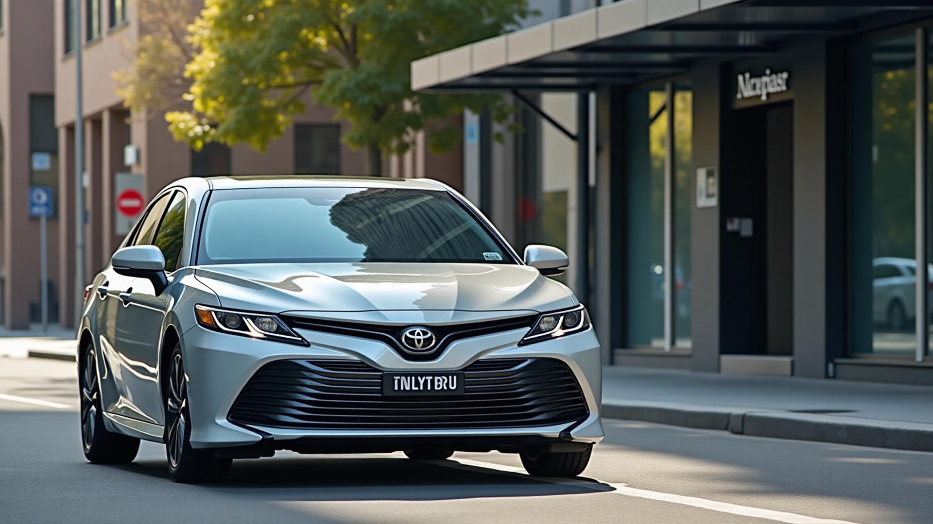 Uber car rental Melbourne Toyota Camry Hybrid rideshare vehicle in urban setting