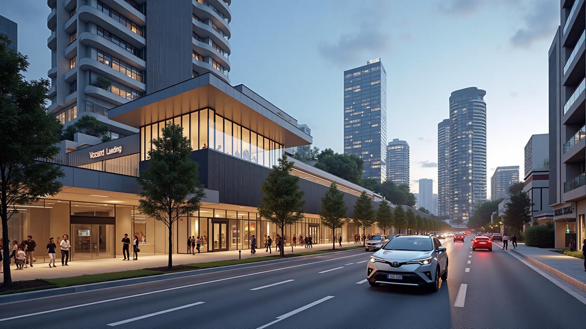 Williams Landing rideshare near train station and modern apartments